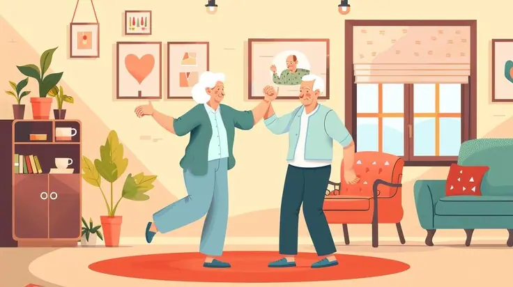 An Elderly Couple Dancing