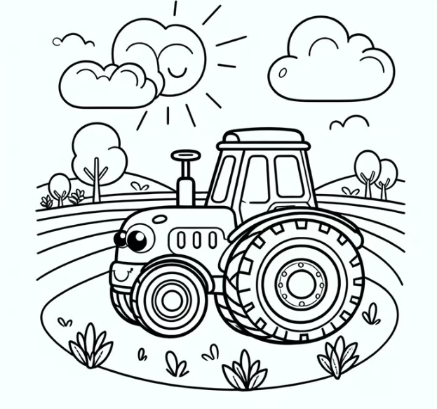 Toy Tractor Coloring Page for Kids