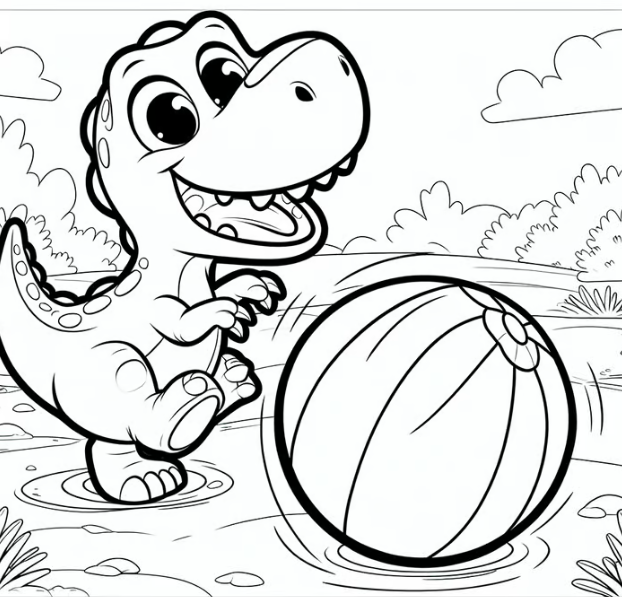 Playful Dinosaur with a Ball