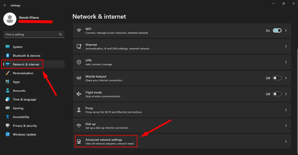 Advanced network settings