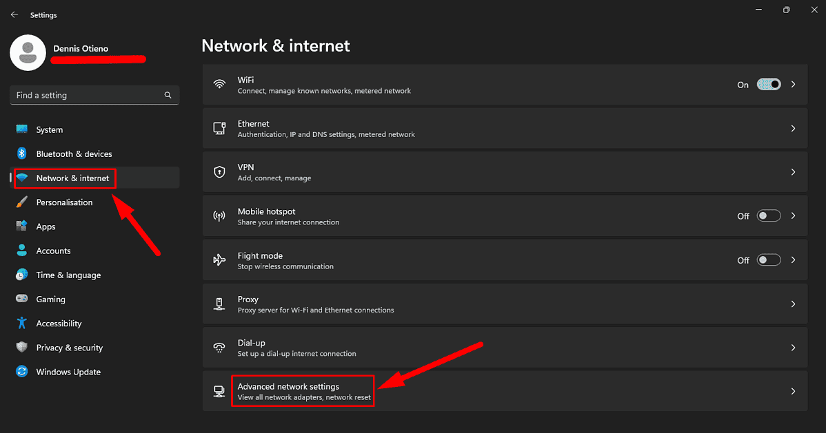 Advanced network settings