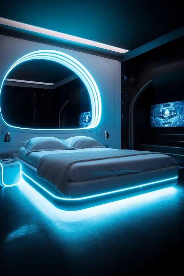 Hyperrealistic and Futuristic Bedroom Design