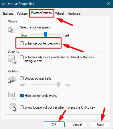 Enhance pointer precision