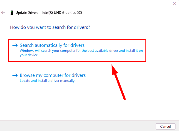 Search automatically for updated driver software