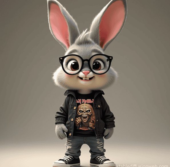 Pixar Bunny in Iron Maiden Gear