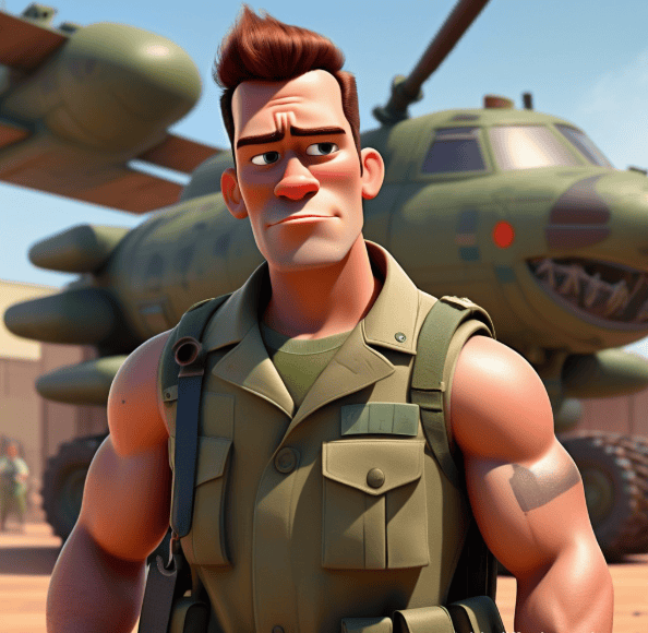 African Pixar Soldier with Red Hair