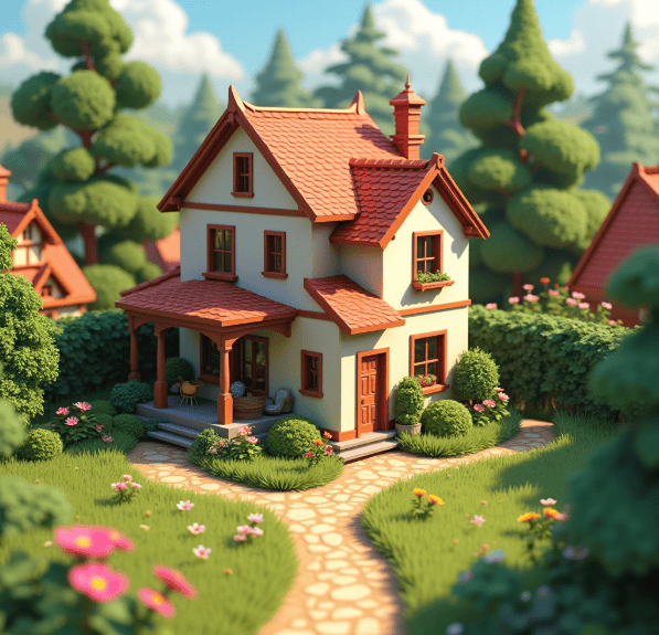 Disney-Pixar Style House in a Small Town