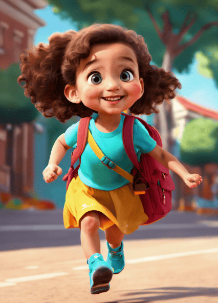 A Young Girl with a School Bag
