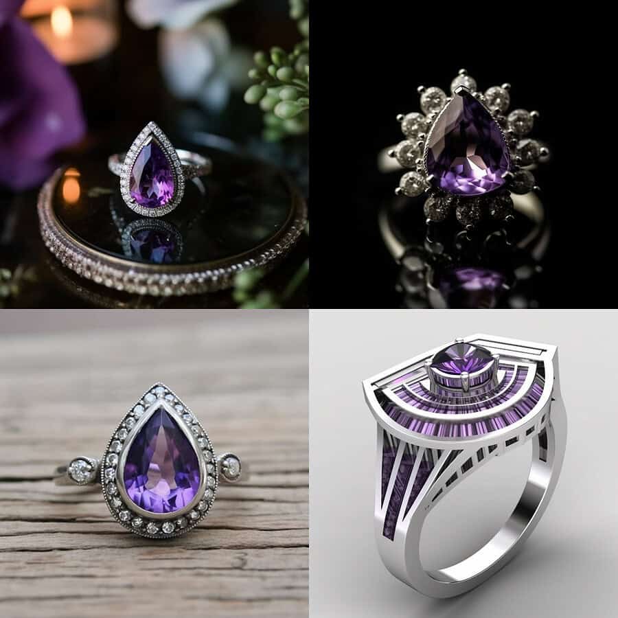 Pear Cut Amethyst Ring