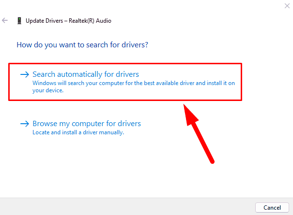 Search automatically for drivers