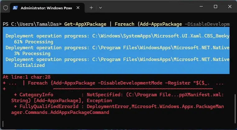 Repair Windows 11 Apps Using PowerShell