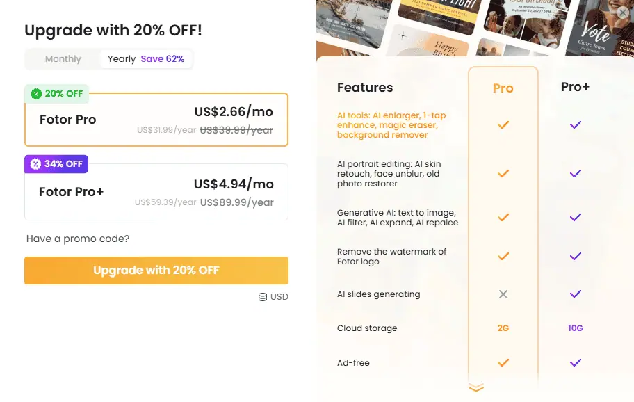 Fotor pricing