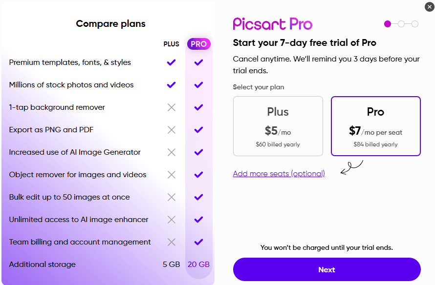 PicsArt Pricing