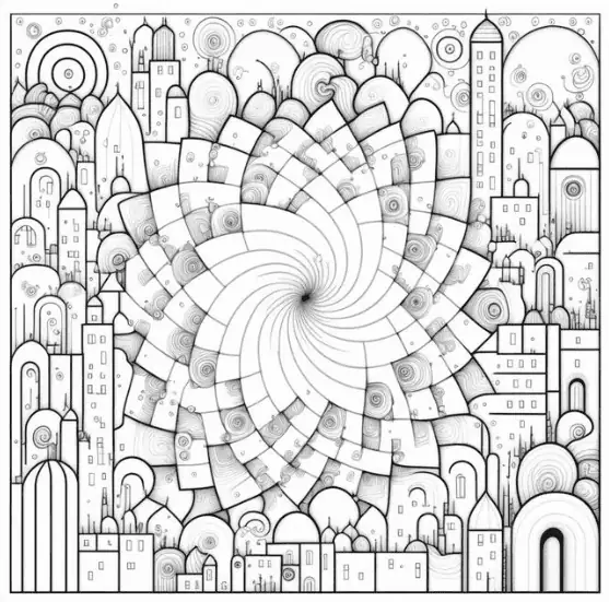 Paris, France Geometric Coloring Page