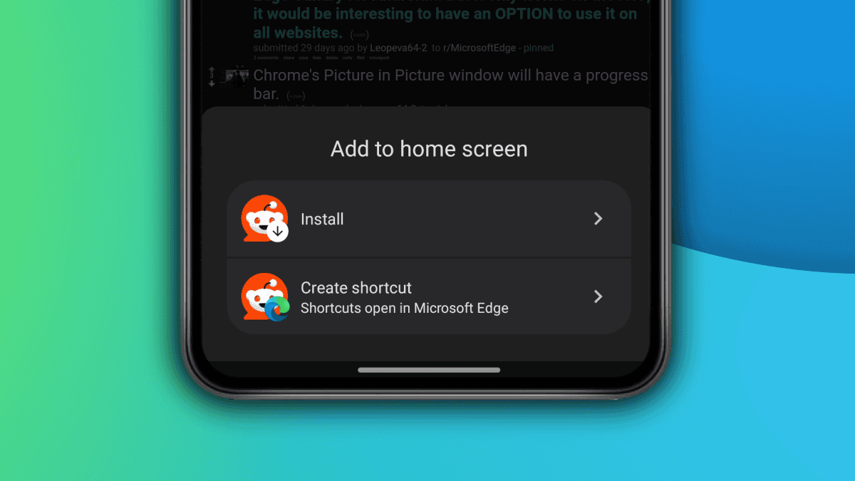 Edge install PWA