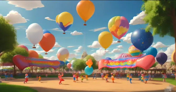 Children Playing with Ballons in a Park