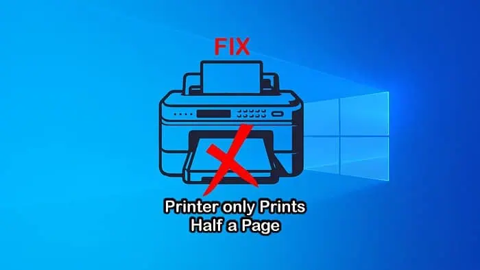 Printer Prints Half Page