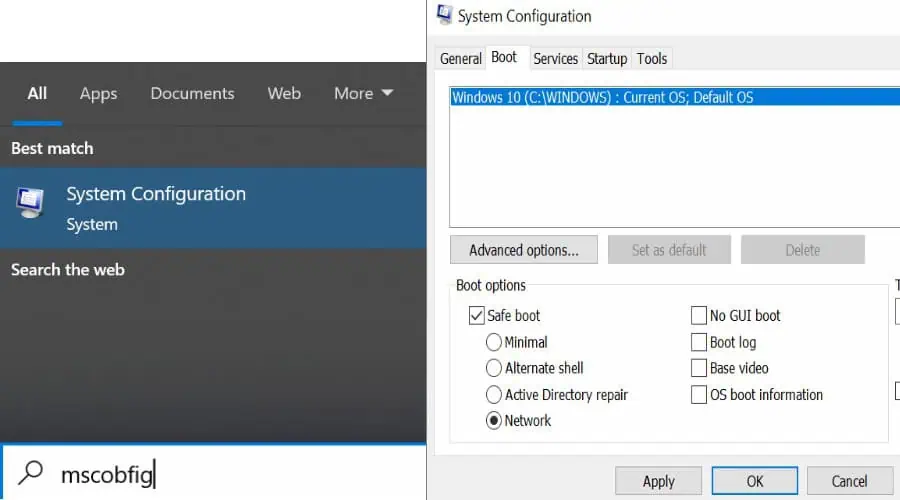 Restart a Remote PC in Safe Mode with Networking using System Config