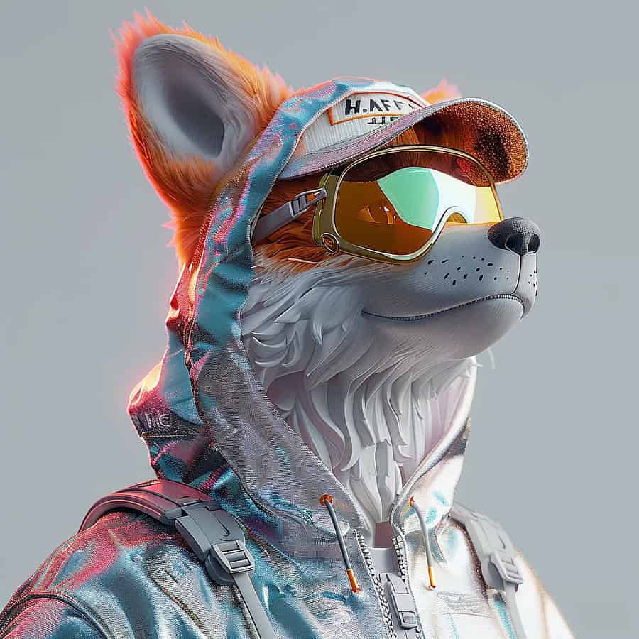 3D Fox Head NFT-Style Illustration for T-Shirts