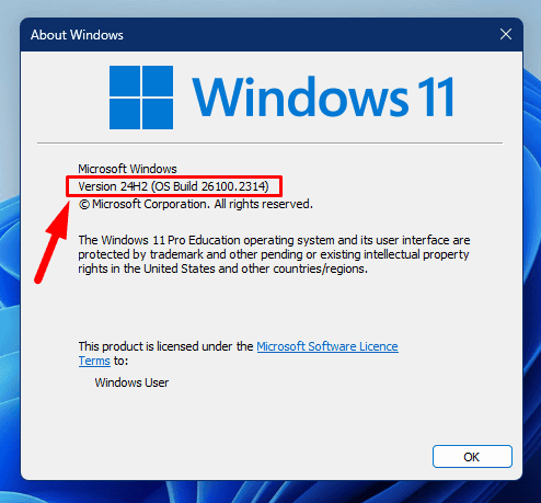 Version 24H2 of Windows 11