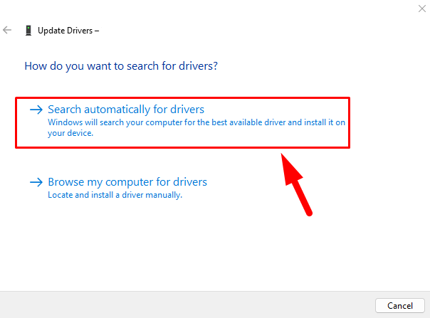 Search automatically for drivers