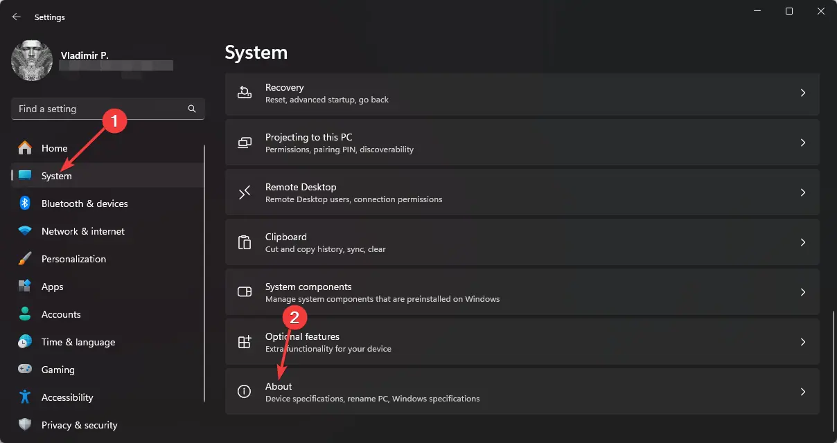 Settings Windows 11 about section