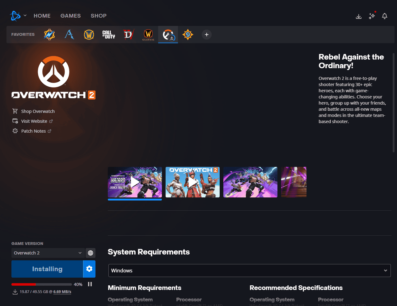 Battle.net overwatch 2 installing