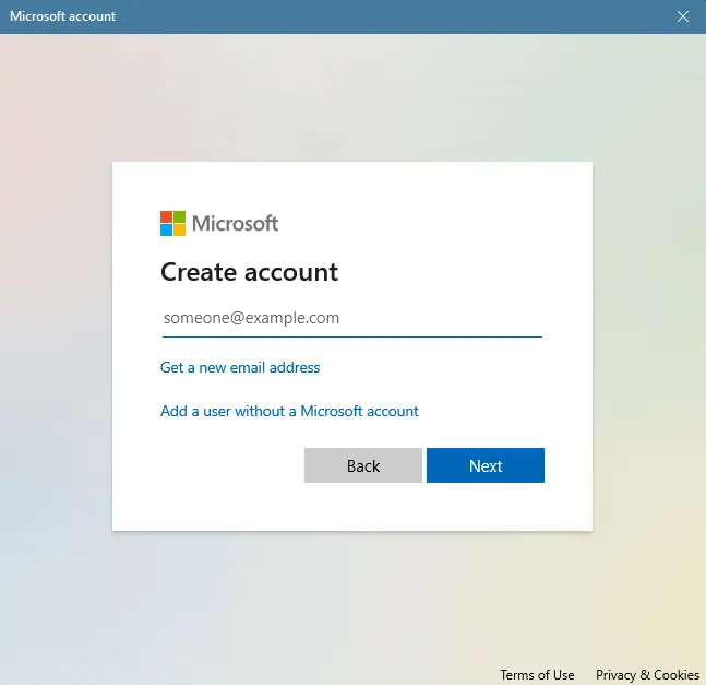 Create account