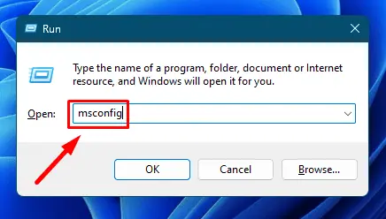 Type msconfig,