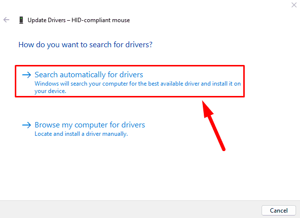 Search automatically for drivers