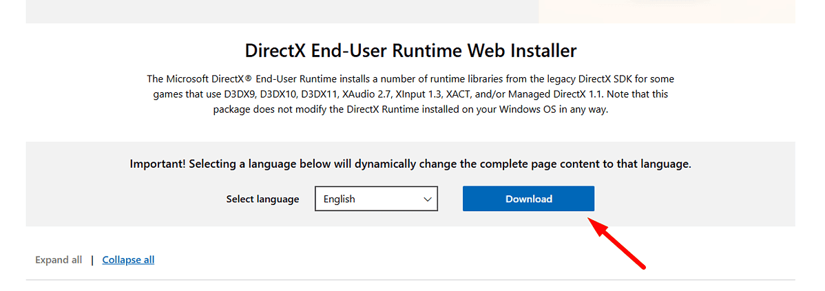 DirectX End-User Runtime Web Installer