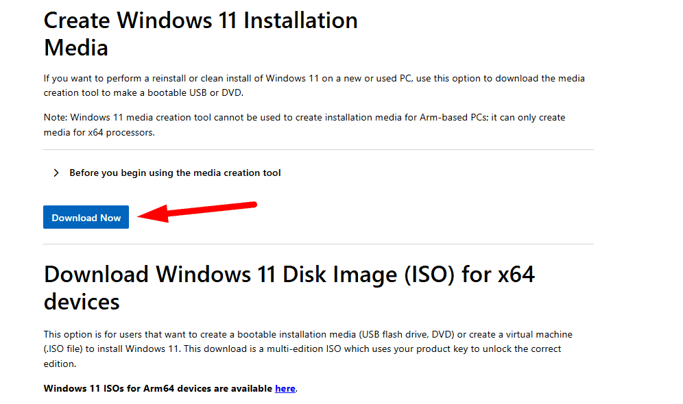 Windows 11 installation media tool 