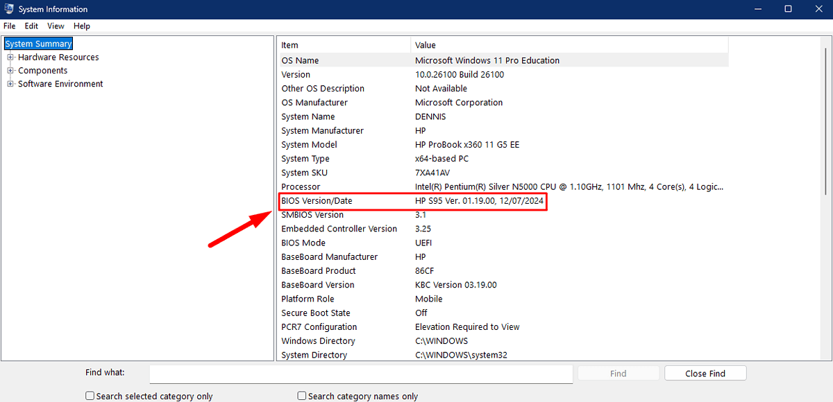 BIOS version/date