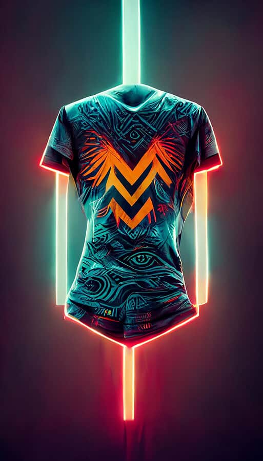 Neon Tribal Pattern Futuristic T-Shirt Design