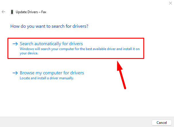 Search automatically for drivers