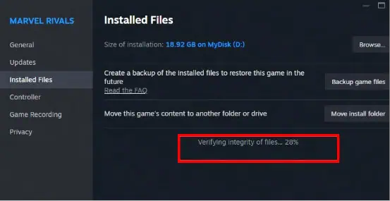 Steam will check your game files