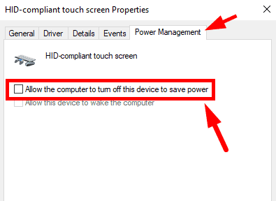 Allow the computer to turn off this device to save power