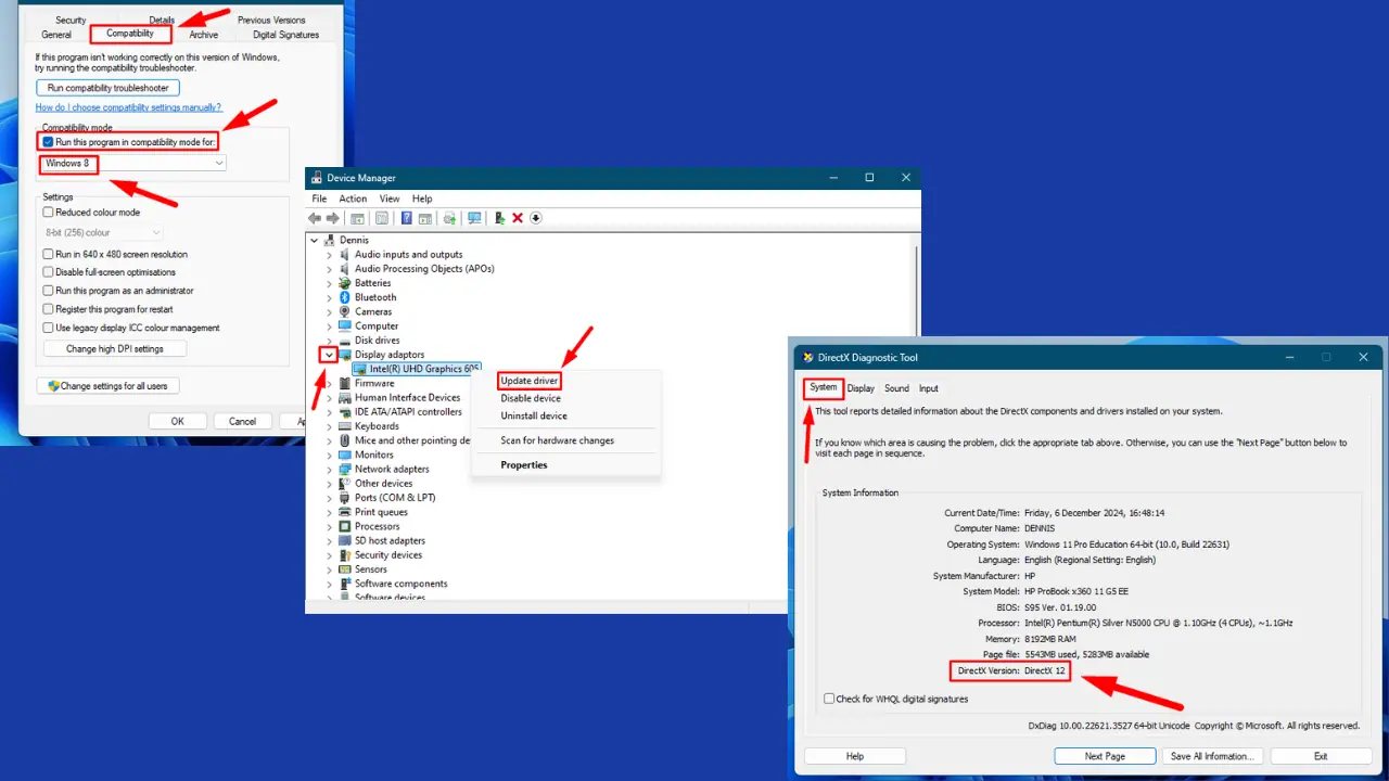 DirectX 12 is Not Supported on Your System. Try Running Without the or Command Line Argument