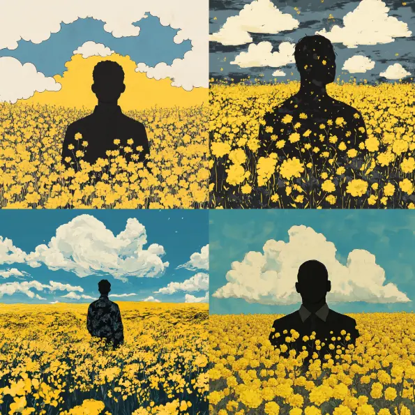 A Man in a Flower Field