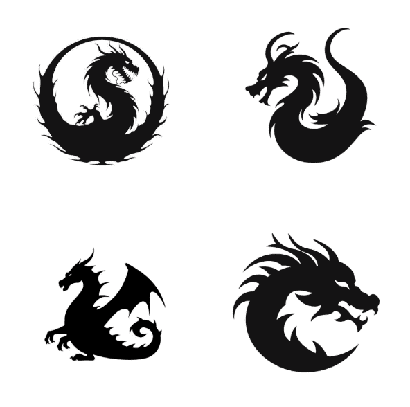 Black Silhouette Dragon Icon