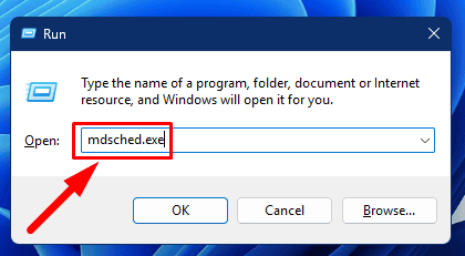 Type mdsched.exe