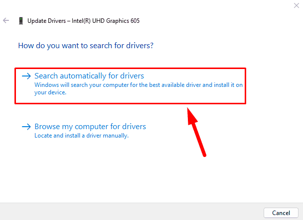 Search automatically for drivers