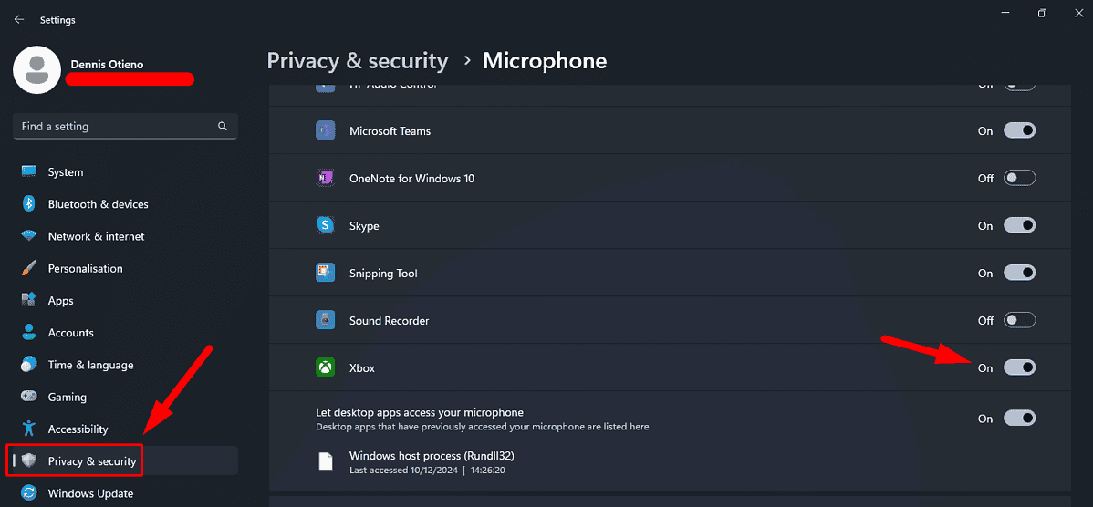 Let apps access your microphone