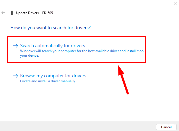 Search automatically for drivers