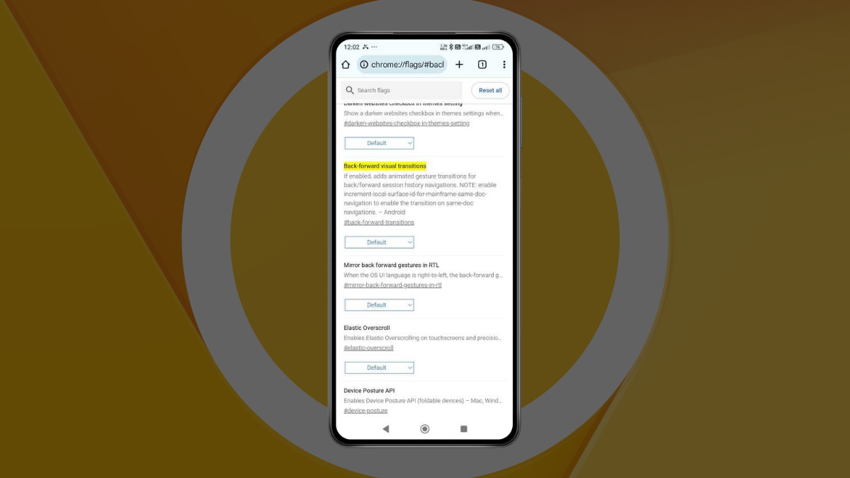 the "back-forward visual transitions" flag in Chrome Canary for Android