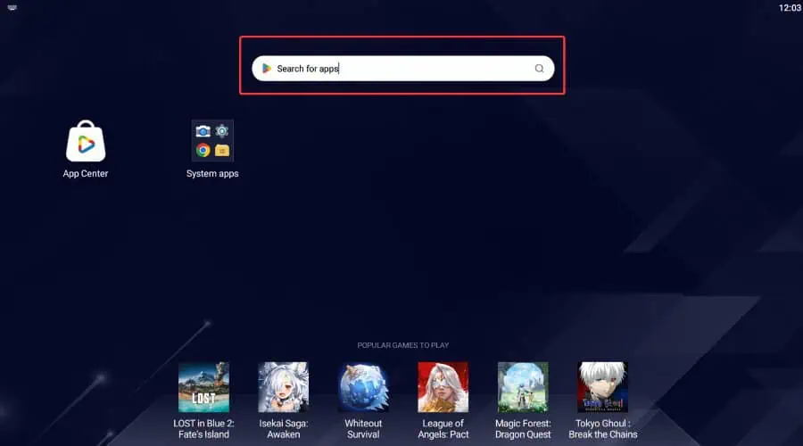 Search Google Play Store with BlueStacks