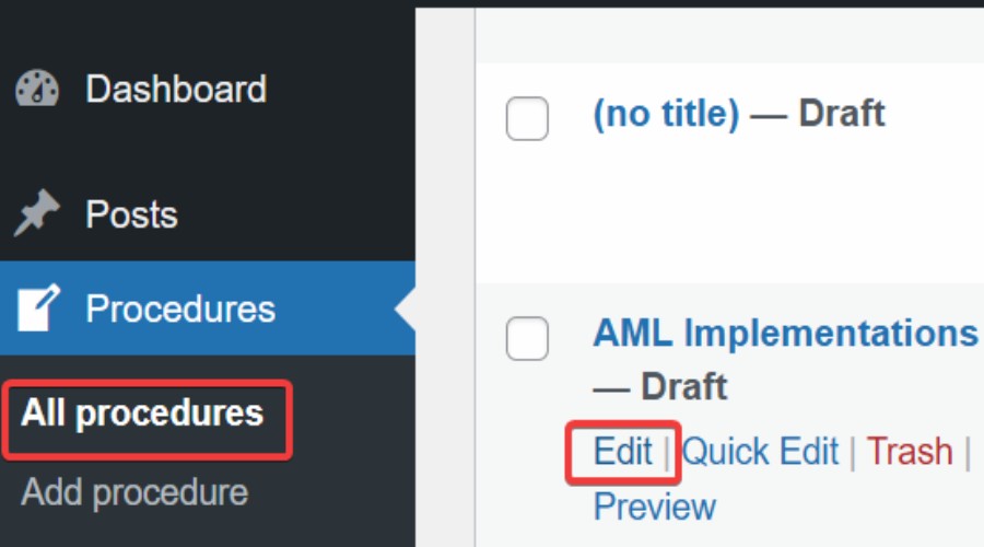 edit procedure