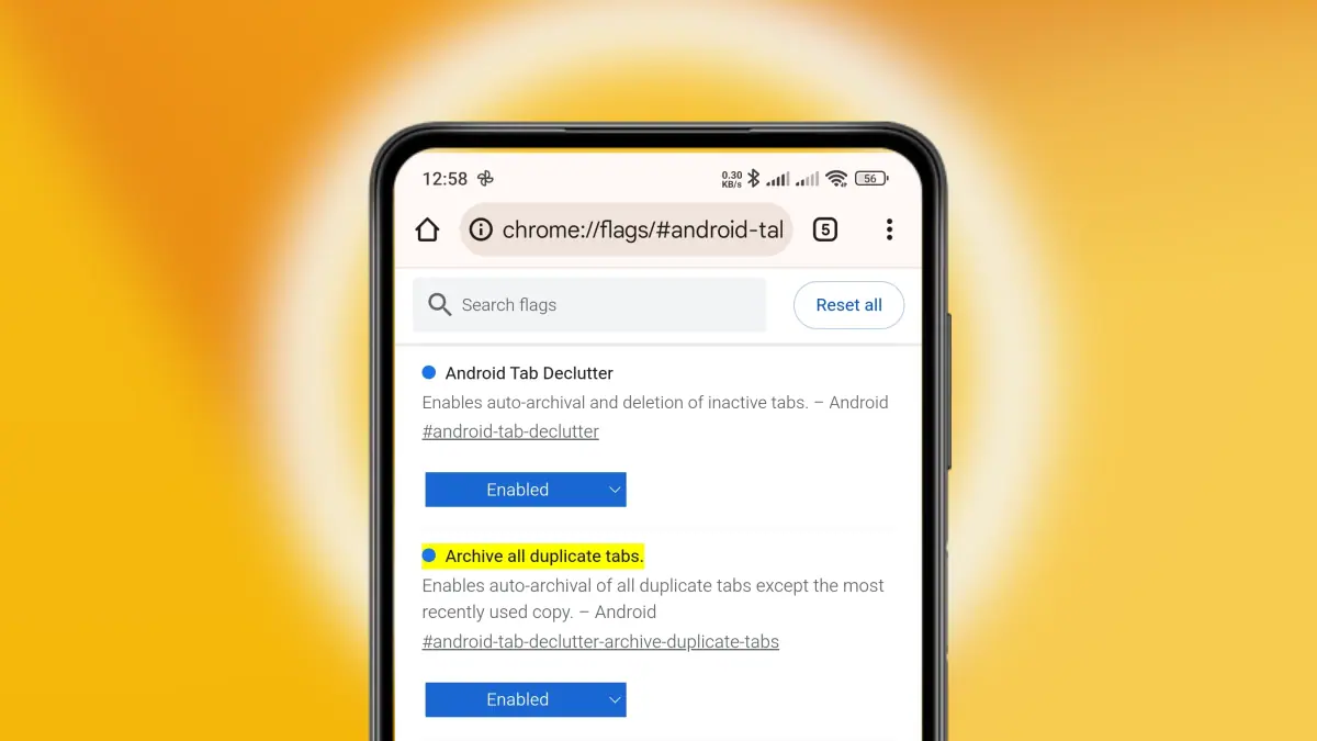 Archive all duplicate tabs flag - Chrome on Android