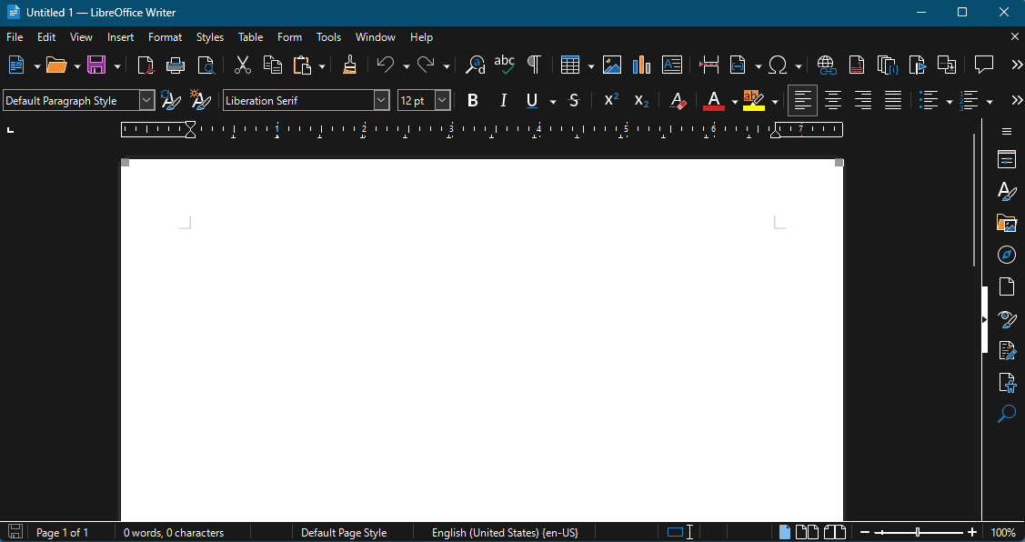 LibreOffice Writer interface