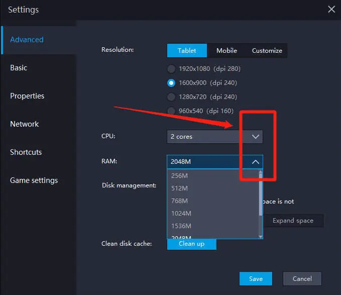 LD player settings